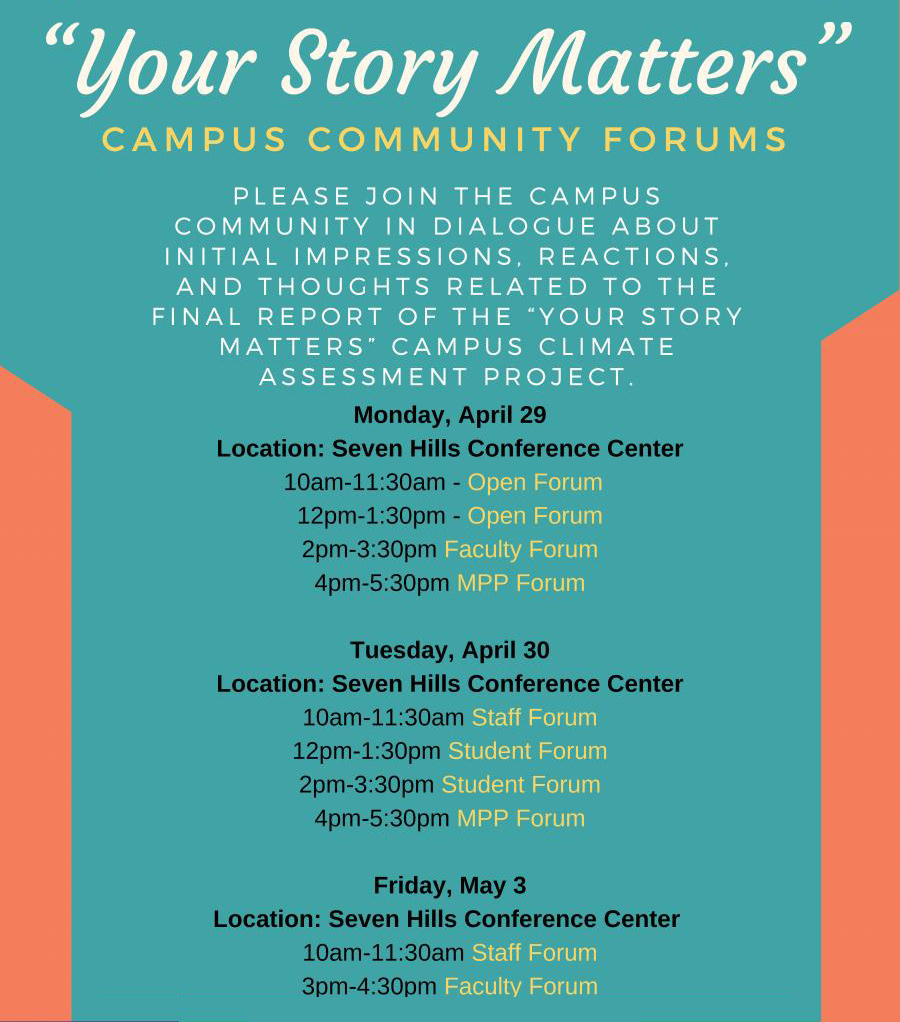 'Your Story Matters' flyer with schedule